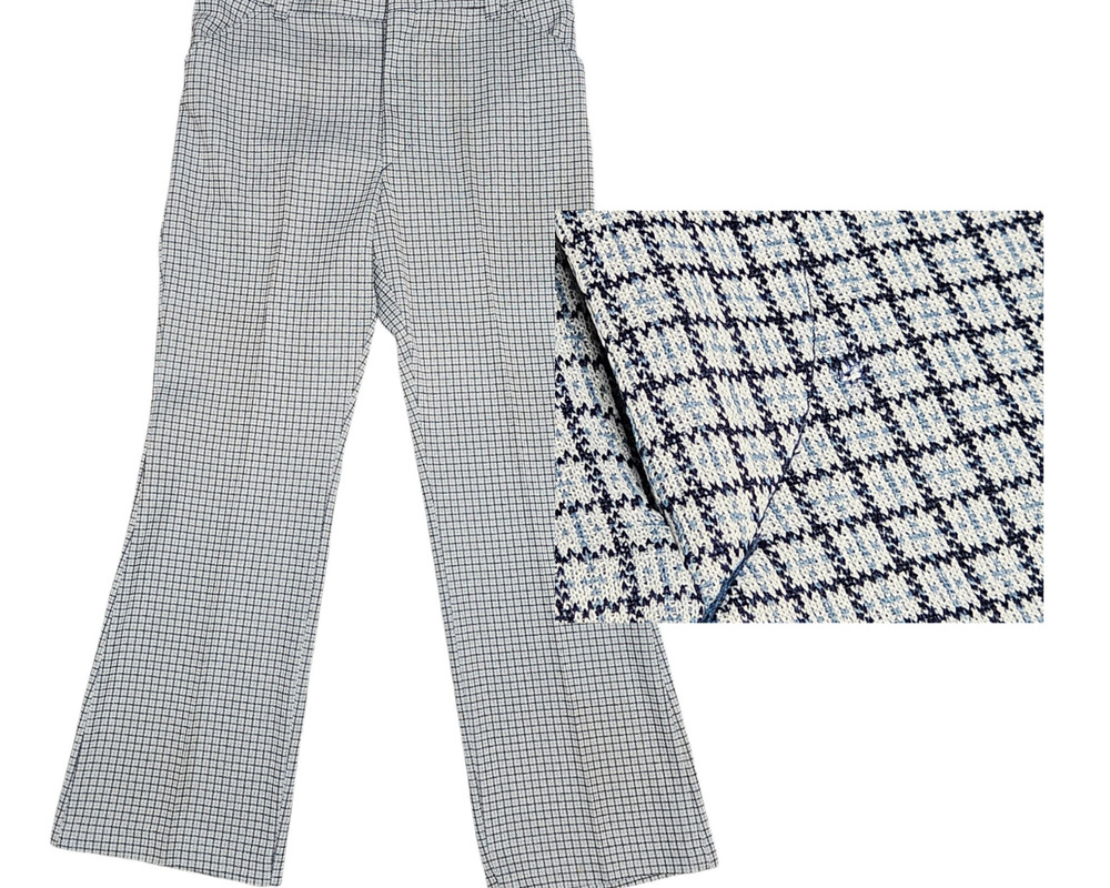 Vintage 1970's Tattersall Mens Slacks Trousers 36x31 Grandpa Eclectic Wide Leg